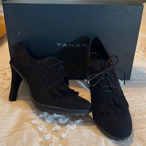 Black Tahari Suede Oxford Heels